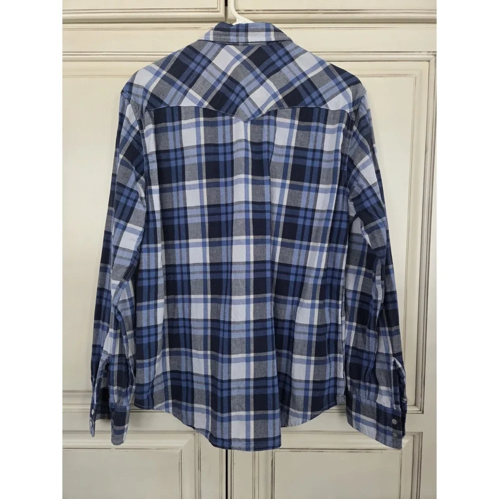 Vtg Levi's Pearl Snap Plaid Shirt Men's Large‎ Casual Sharp Streetwear